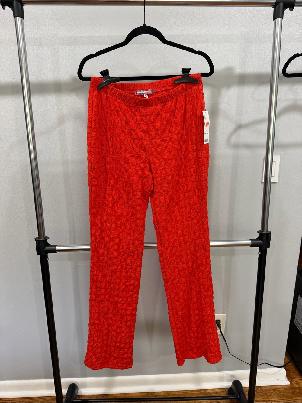 Urban Outfitters Red Textured Wide-Leg Pants